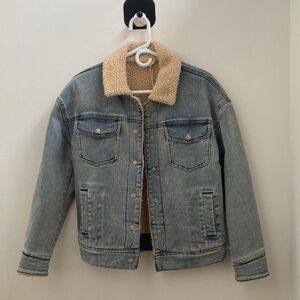 Faherty Light Blue Denim Jacket with Cream Sherpa